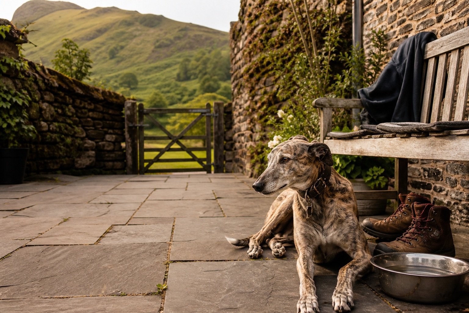 A Greyhound at a welcoming dog-friendly Lake District inn